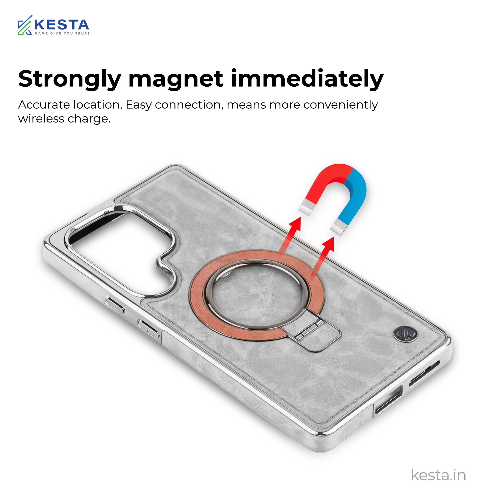 Samsung S25 Ultra Cover - Classy Elite Gray Leather Case (Built-In Magnetic Ring Holder)